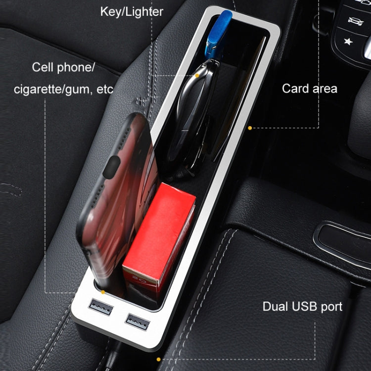 Car Seat Gap Storage Box with 2 USB Charging Port, Principal Driver Silver, Co-pilot Silver, Principal Driver Red, Co-pilot Red, Principal Driver Gray, Co-pilot Gray