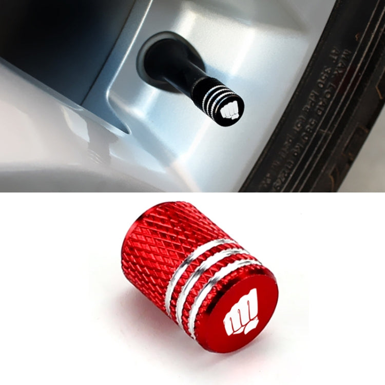 Laser Power Gesture Motivational Fist Car Tire Valve Cap, Blue, Red, Black, Gray