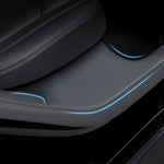 For Tesla Model Y Rear Door Built-In Sill Strip Rear Seats Anti-Kick Leather Protective Pad, Black, Carbon Fiber, TPE
