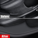For Tesla Model Y Rear Door Built-In Sill Strip Rear Seats Anti-Kick Leather Protective Pad, Black, Carbon Fiber, TPE