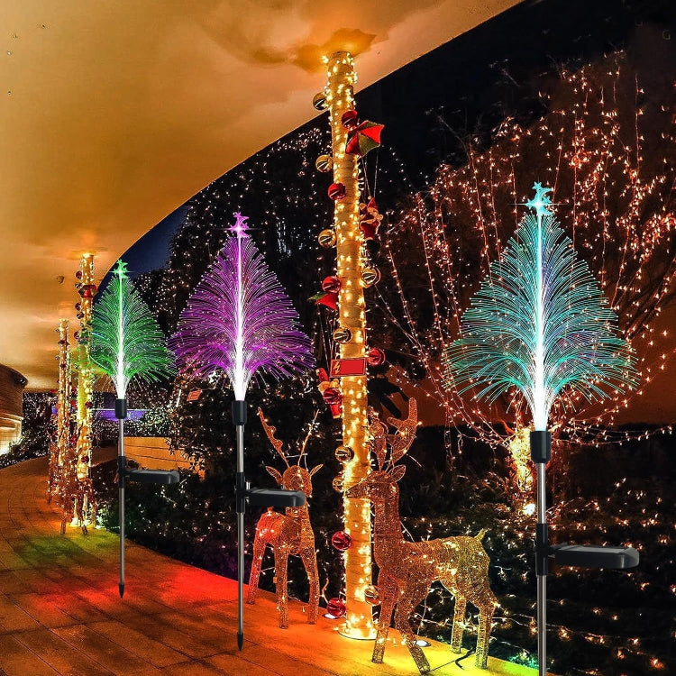 Christmas Tree Solar Light Outdoor Atmosphere Lighting Outdoor Waterproof Glowing Festival Decorative Lamp, Star Moon Transparent