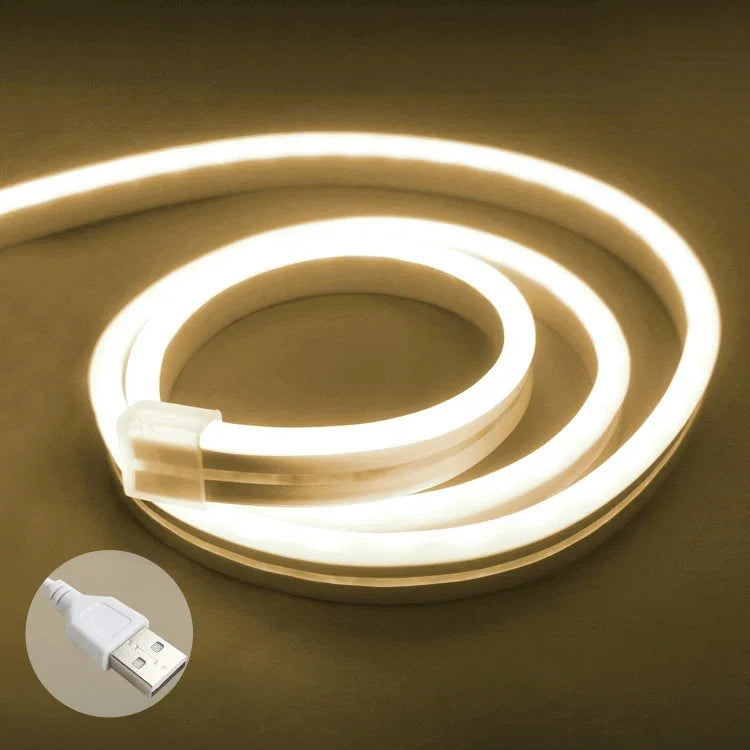 2m 5V LED Light Strip USB Flexible Neon Silicone Soft Strips Set, USB (Pink), USB (Warm Color), USB (Blue)