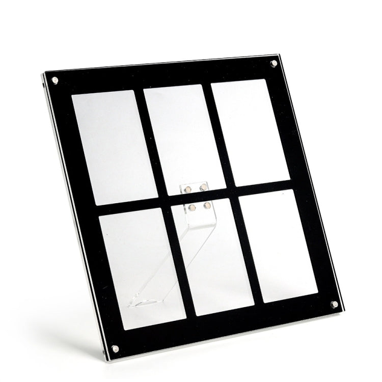 Six Palace Grid Color 3 Inch Three-Dimensional Magnet Photo Frame For Polaroids, Black, Fantasy, Mirror