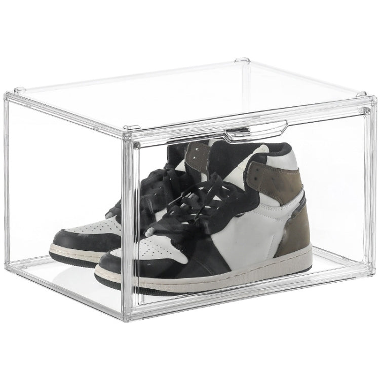 Stackable Transparent Storage Box Magnetic Suction Bookcase Handbag Display Rack, Single Partition, Side Opening