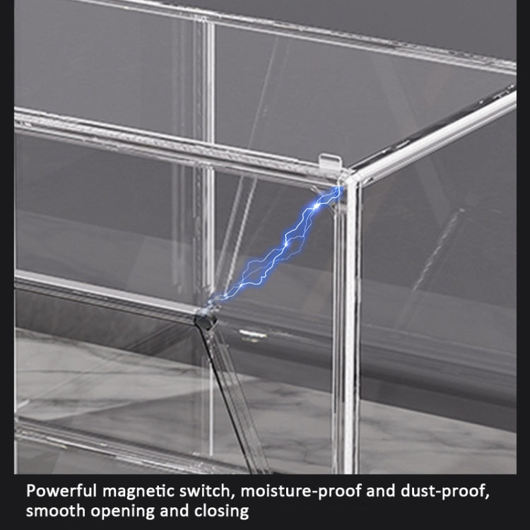 Stackable Transparent Storage Box Magnetic Suction Bookcase Handbag Display Rack, Single Partition, Side Opening
