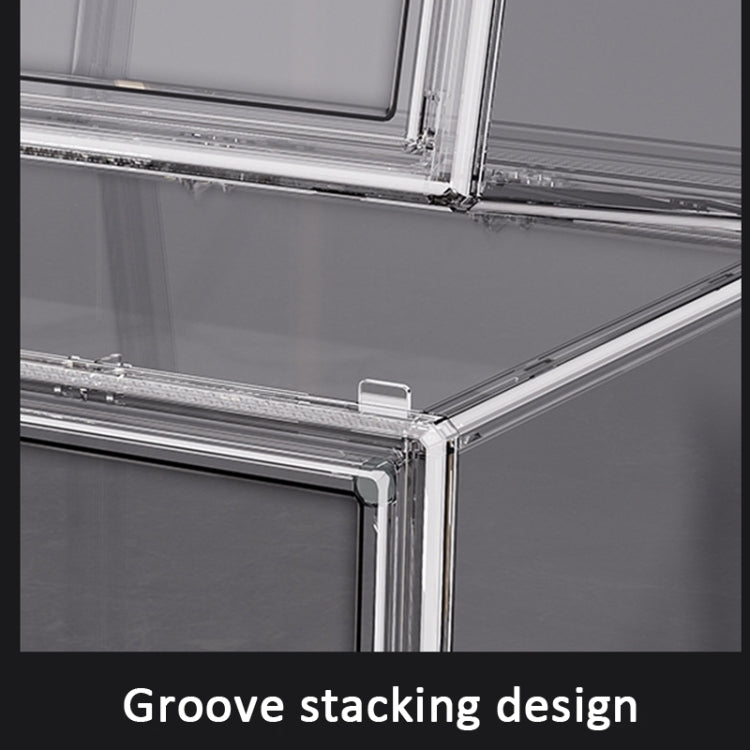Stackable Transparent Storage Box Magnetic Suction Bookcase Handbag Display Rack, Single Partition, Side Opening