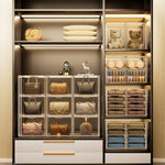Stackable Transparent Storage Box Magnetic Suction Bookcase Handbag Display Rack, Single Partition, Side Opening