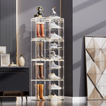 Stackable Transparent Storage Box Magnetic Suction Bookcase Handbag Display Rack, Single Partition, Side Opening