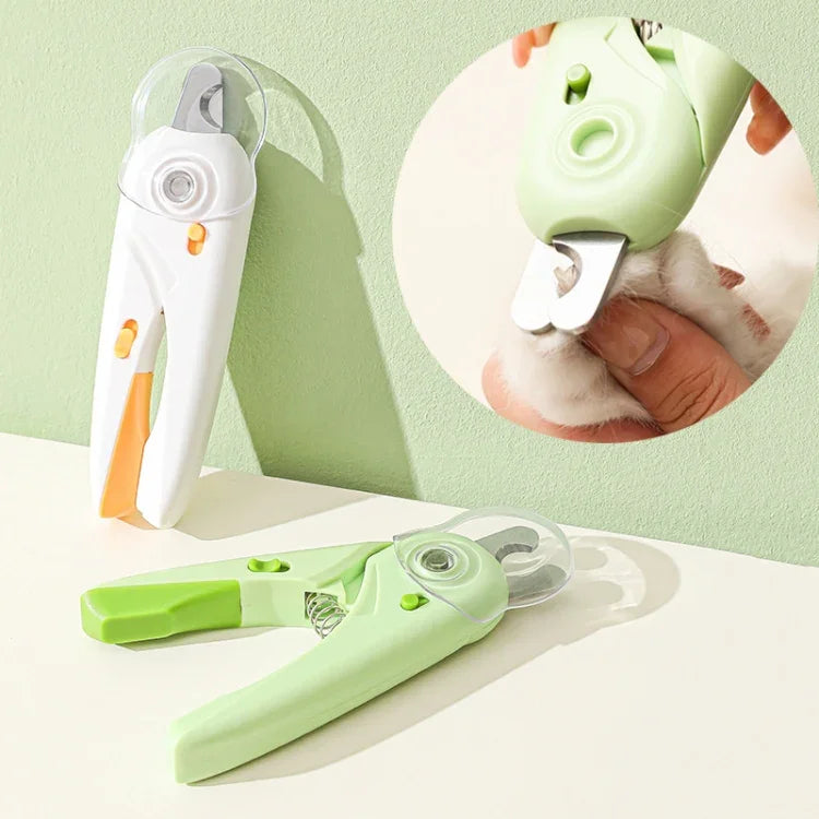 LED Pet Nail Clippers Dog and Cat Nail Clippers with Nail Polisher, White, Green