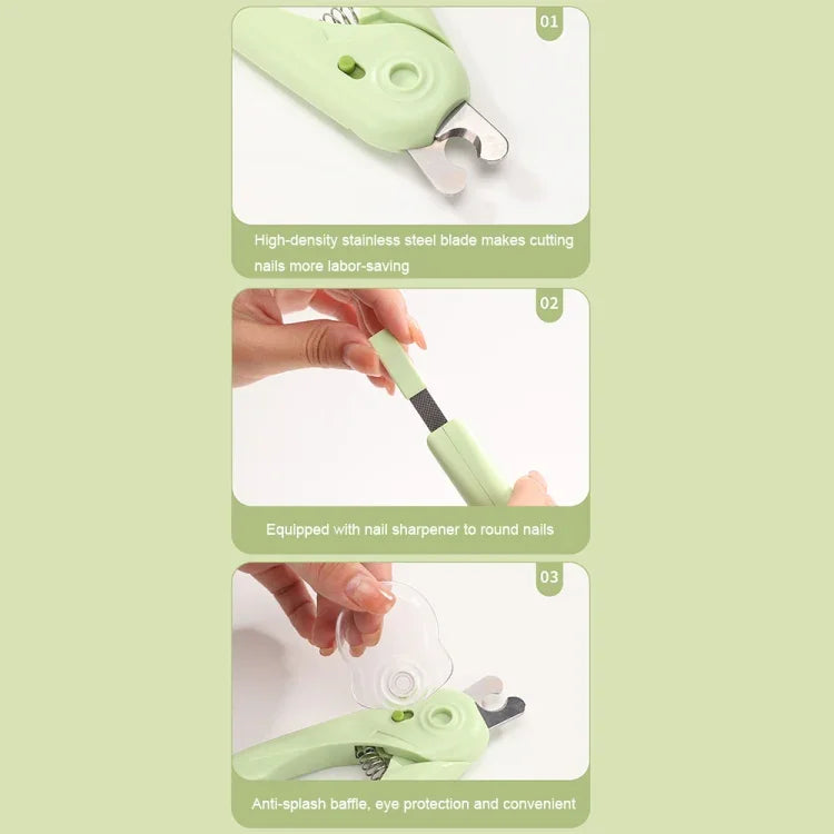 LED Pet Nail Clippers Dog and Cat Nail Clippers with Nail Polisher, White, Green
