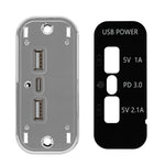 12/24V USB+Type-C Car, RV, Boat Mobile Phone Charger Modification, Silver 2.1A+1A+PD3.0