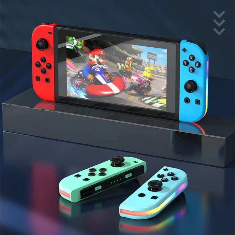 JOY-02 Gaming Left And Right Handle With RGB Lights Body Feel Bluetooth Gamepad For Switch / Switch OLED / Switch Pro / Switch Lite / Switch Joycon, Blue Red, Green Blue, White