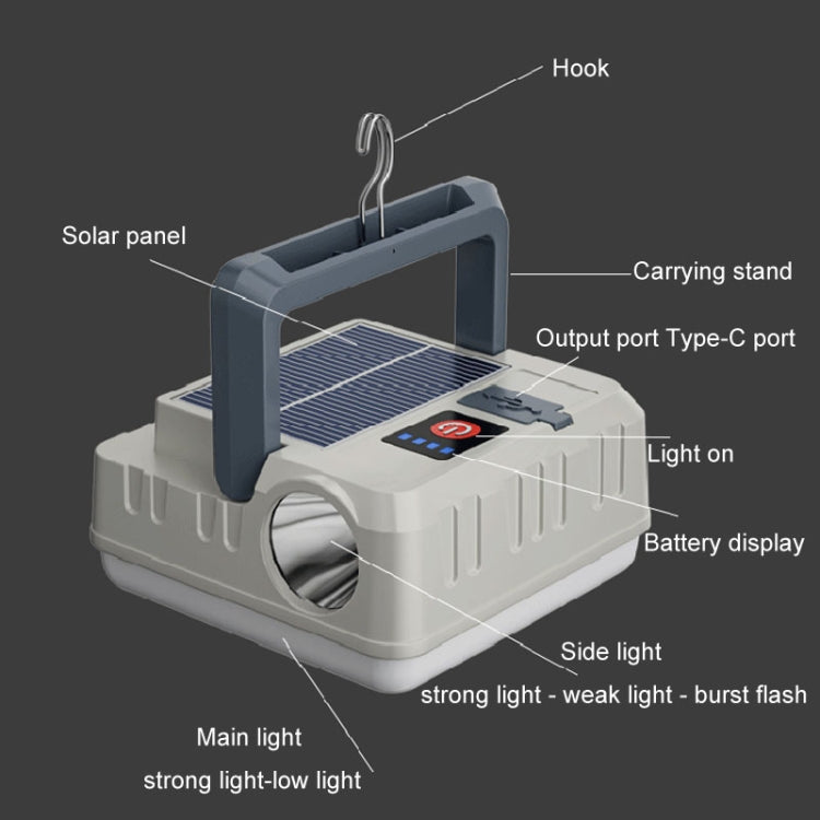 Outdoor Solar Energy Charging Camping Light Hanging Multi-Functional Tent Lamp Power Outage Emergency Lights