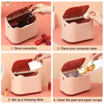 Push Type Desktop Wastebasket Small Odor-Isolating Pet Litter Pan, 17.8 x 13 x 13.5cm