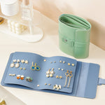 Book Shaped Jewelry Bag Large capacity Travel Portable Multifunctional Earring Storage Bag, Blue, Green, Pink