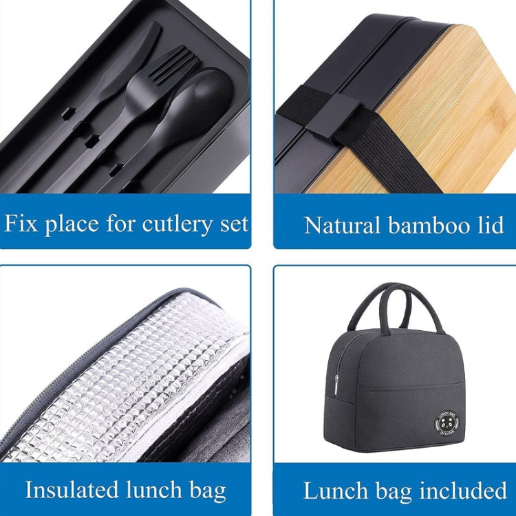 1200ml Portable Compartment Insulated Double Layer Lunch Box Microwavable Plastic Food Container, Without  Insulation Bag Black, Without Insulation Bag White, With Insulation Bag Black, With Insulation Bag White