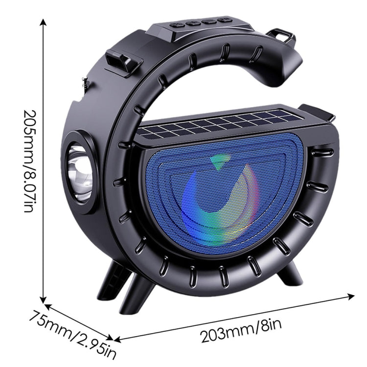 DV-800 G-shaped Colorful Atmosphere Light Flashlight Solar Wireless Bluetooth Speaker