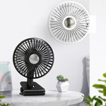 Car Clip-On Rechargeable Electric Oscillating Head Fan With Light