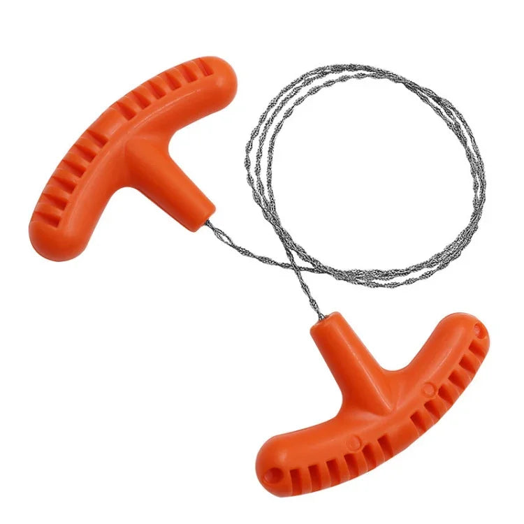 Stainless Steel Hand-pulled Wire Saw Rope Outdoor Camping Survival Equipment Saw, Orange 70cm, Black 70cm, Black 63cm, Orange 63cm