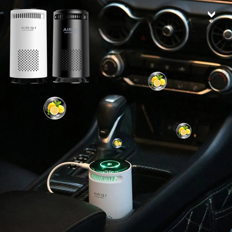 Car Negative Ion Air Purifier Odor Removal Aromatherapy, Black, White