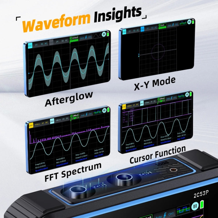FNIRSI 2C53P Dual Channel Flat Panel Digital Oscilloscope Multimeter Signal Generator 3 In 1, 2C53P