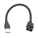 USB-A Male To 9Pin Motherboard Built-In RGB Data To External U Port Adapter Cable, USB-A Male To 9Pin