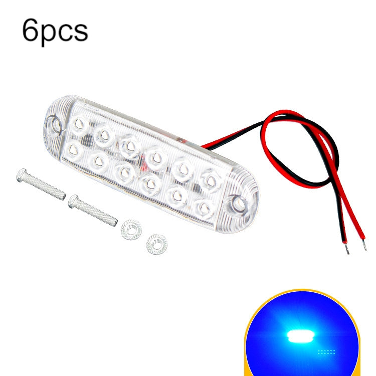 6pcs 12-Bead LED Flashing Warning Lights Motorcycle RV Signal Lights, White Light, Yellow Light, Red Light, Blue Light, Green Light