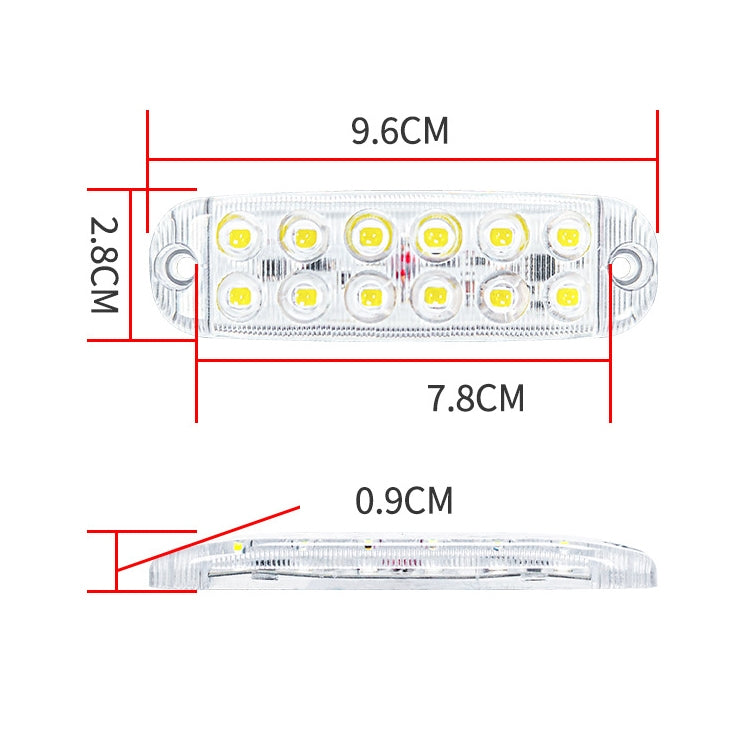6pcs 12-Bead LED Flashing Warning Lights Motorcycle RV Signal Lights, White Light, Yellow Light, Red Light, Blue Light, Green Light