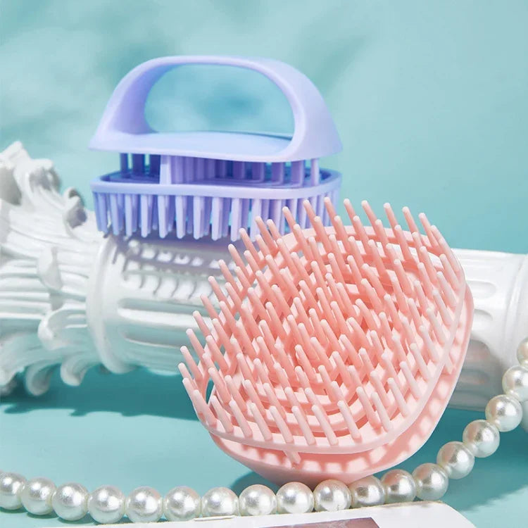 Silicone Shampoo Brush Clean Scalp Massage Brush Wet And Dry Handheld Shampoo Comb