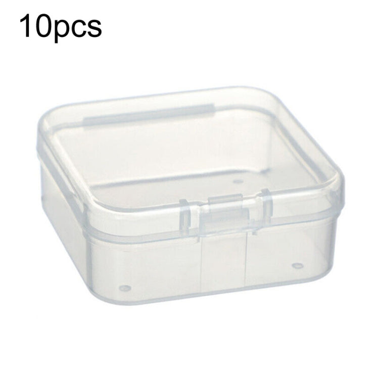 10pcs Square Plastic Transparent Storage Box With Lid Dustproof Earring Ring Jewelry Storage Box, 4.3x4.3x2cm