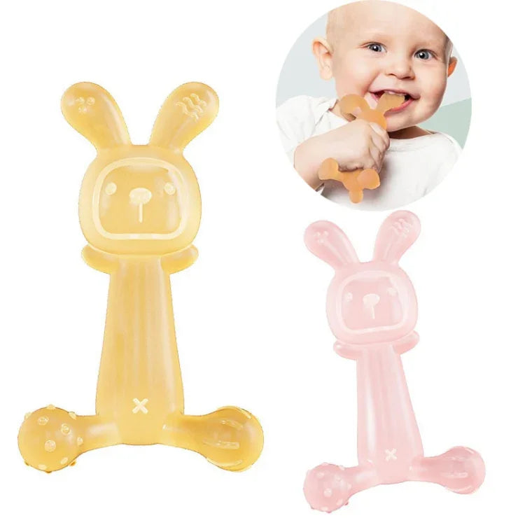 Bunny Baby Teether BPA Free Food-Grade Silicone Teether Infant Teething Stick Anti-Eating Hand, Nano Color, Pink, Transparent, With Box Nano Color, With Box Pink, With Box Transparent