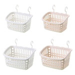 Plastic Hanging Basket With Hook Kitchen Storage Drain Basket Shelf Bathroom Organizer, Small Grey, Small Beige, Large Grey, Large Beige
