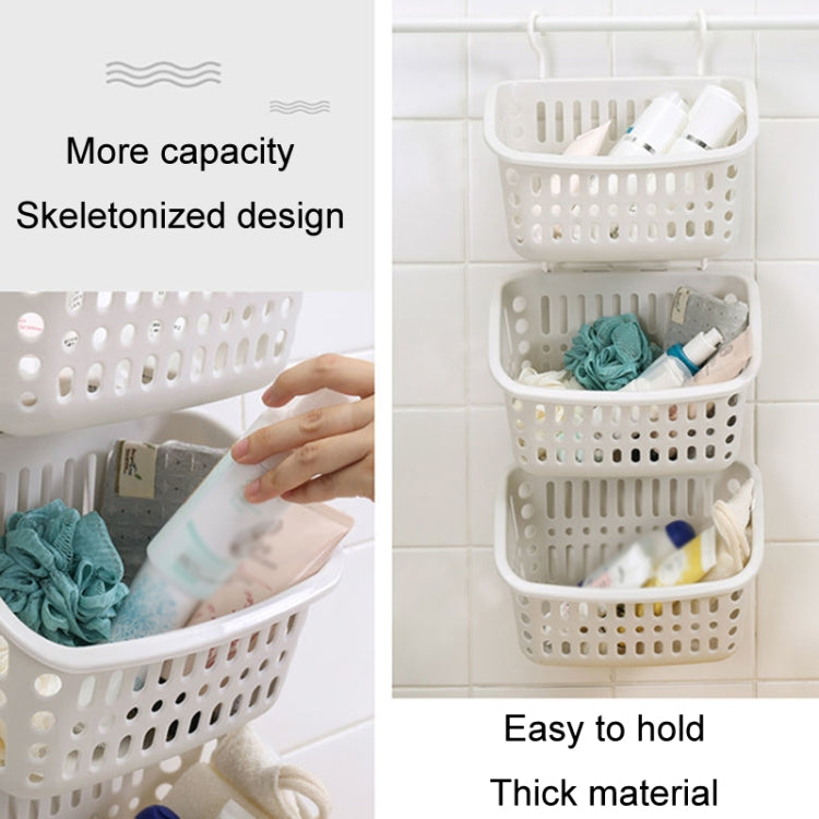 Plastic Hanging Basket With Hook Kitchen Storage Drain Basket Shelf Bathroom Organizer, Small Grey, Small Beige, Large Grey, Large Beige