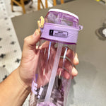 Student Portable Bouncing Straw Large Capacity Drop Resistant Plastic Cups, 550ml Green, 550ml White, 550ml Purple, 650ml Green, 650ml White, 650ml Purple, 800ml Green, 800ml White, 800ml Purple