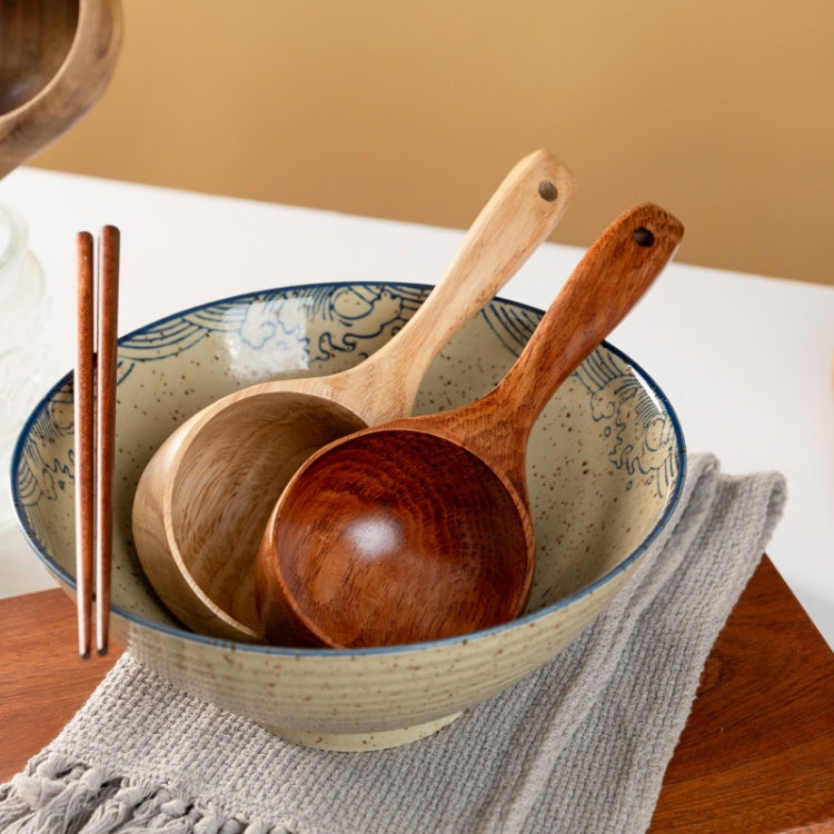 Household Wooden Long Handle Large Soup Spoon Eating Noodle Spoon Water Scoop, Tanoak (Old Lacquer Color), Tanoak (Original Color), Acacia