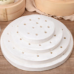 100pcs Food Grade Disposable Round Non-stick Steamer Paper Perforated Buns Steamer Pads, 7.6cm