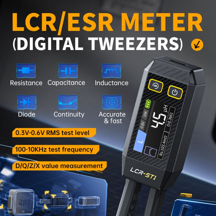 FNIRSI Digital Tweezers Resistor Capacitor Component Test Multimeter