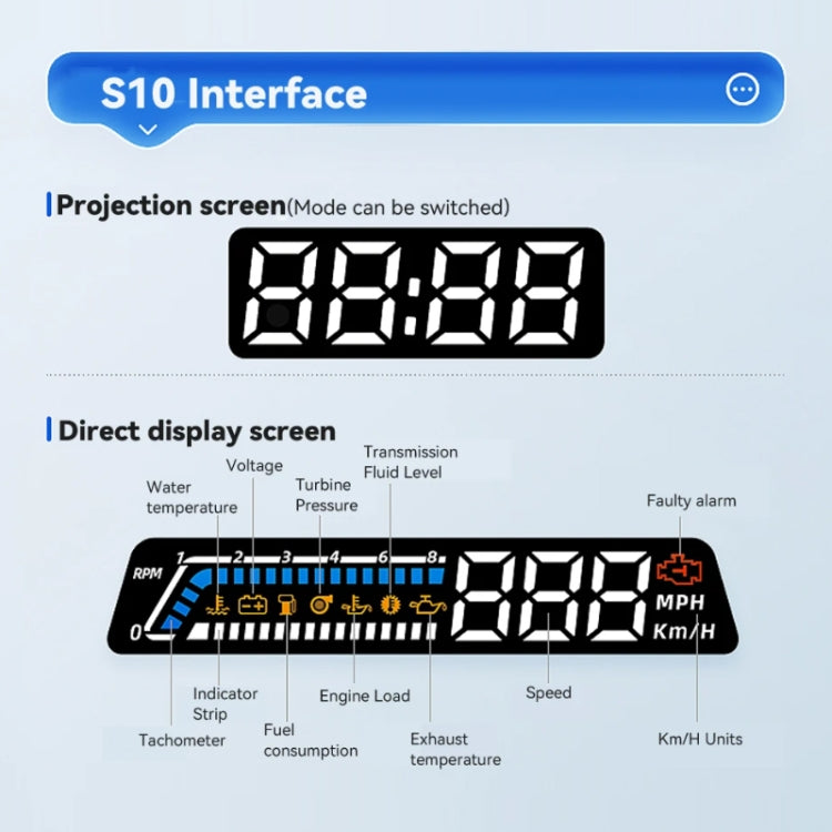 Head-up Display OBD Multi-function Vehicle Instrument Oil Temperature Gearbox Monitoring Screen