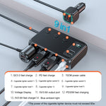 C29 9 In 1 Car Cigarette Lighter Powerful Fast Charger With Voltage Display, C29