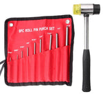 9-in-1 Heavy Duty Roll Pin Punch Set Round Punch Removal Tools, Canvas Packaging, with Hammer