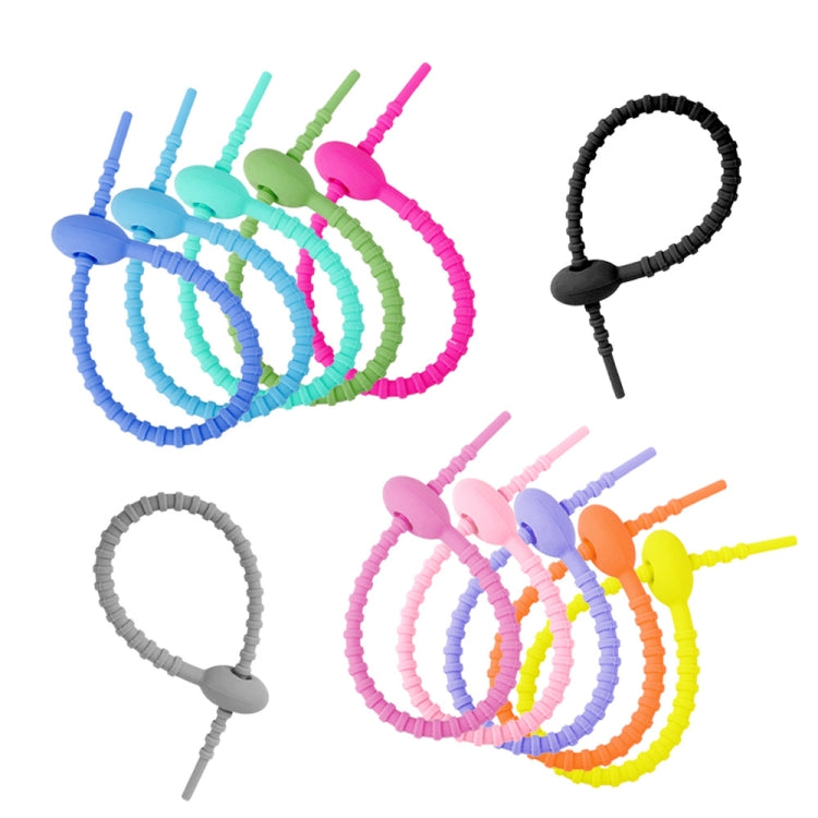 100pcs /Pack Silicone Ties Multi-Use Food Bag Clip Data Cable Winder Organizer, 15cm Black, 15cm White