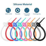 100pcs /Pack Silicone Ties Multi-Use Food Bag Clip Data Cable Winder Organizer, 15cm Black, 15cm White