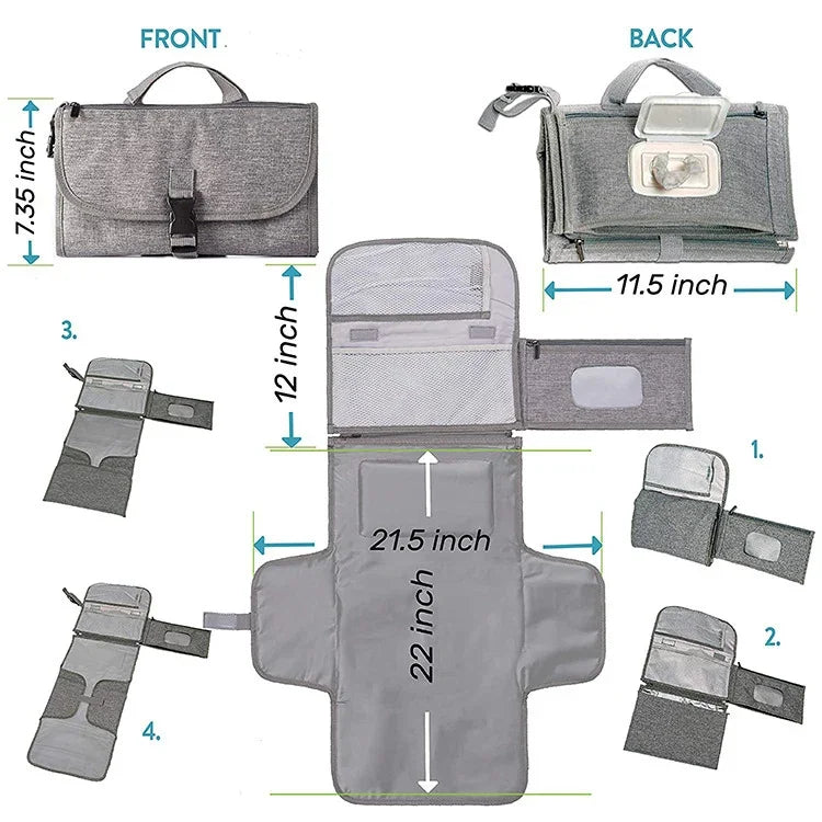 Multifunctional Waterproof Changing Diaper Pad Children Car Bag