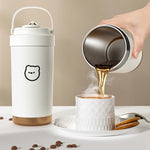 316 Stainless Steel Insulated Mug Portable Carry-On Dual Drink Coffee Cup With Straw, 500ml