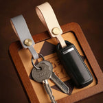 Hallmo Universal Cowhide Handmade Lanyard Keychain Car Remote Control Pendant