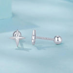 SCE1117-A S925 Sterling Silver Platinum-plated Zircon Star Earrings