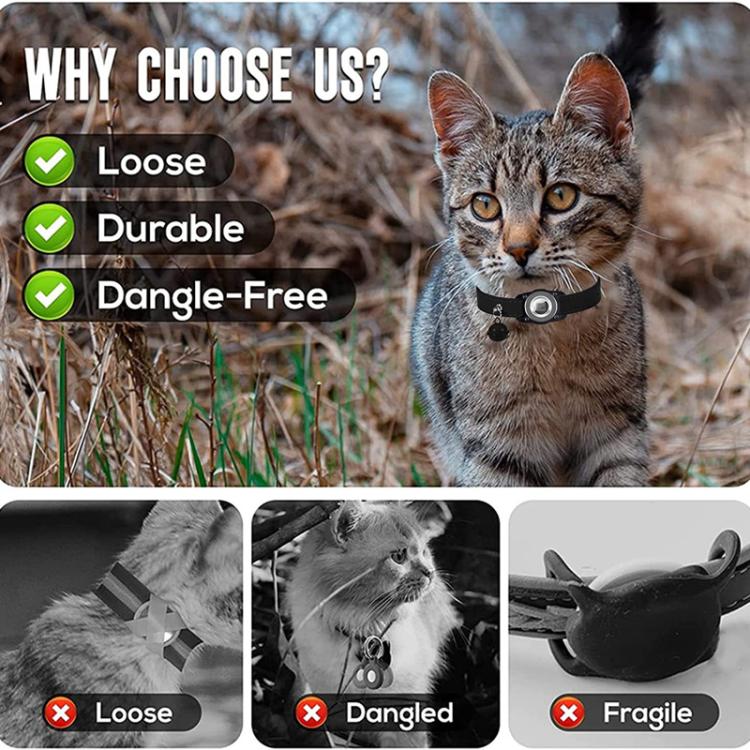 For AirTag 2nd Gen / AirTag 1st Gen Tracker Waterproof Protection Case Pet Leather Collar Anti Lost Cat Locator Collar