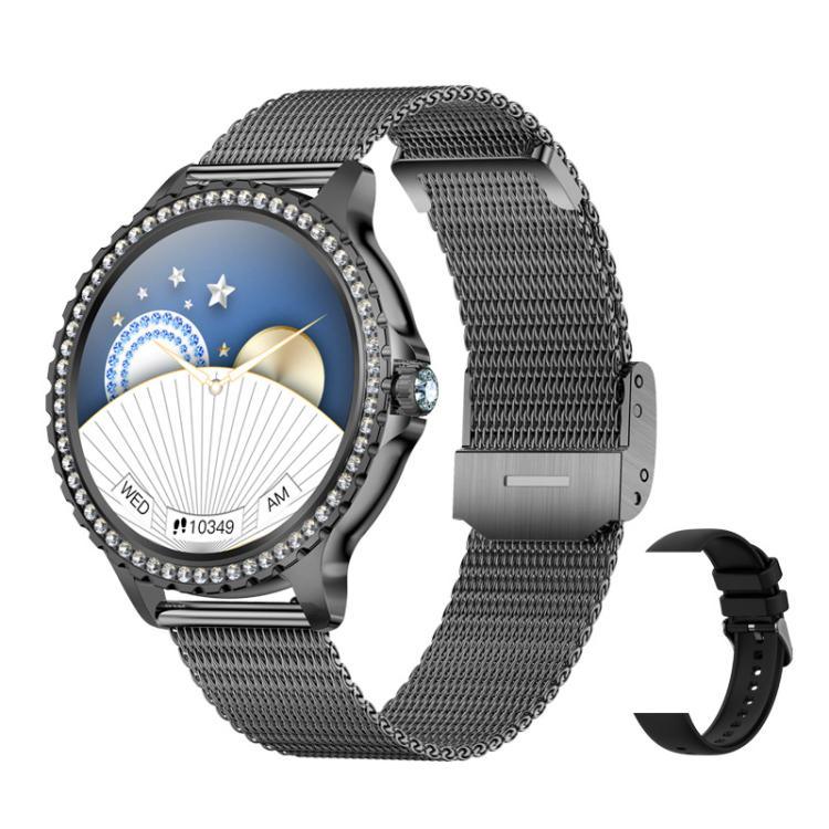 Bluetooth Calling AI Voice Assistant Life Waterproof Sports Smartwatch, Black Silicone Strap, Gold Pink Silicone Strap, Silver Gray Silicone Strap, Gold Rough Steel Strap+Pink Silicone Strap, Silver Rough Steel Strap+Gray Silicone Strap                ...