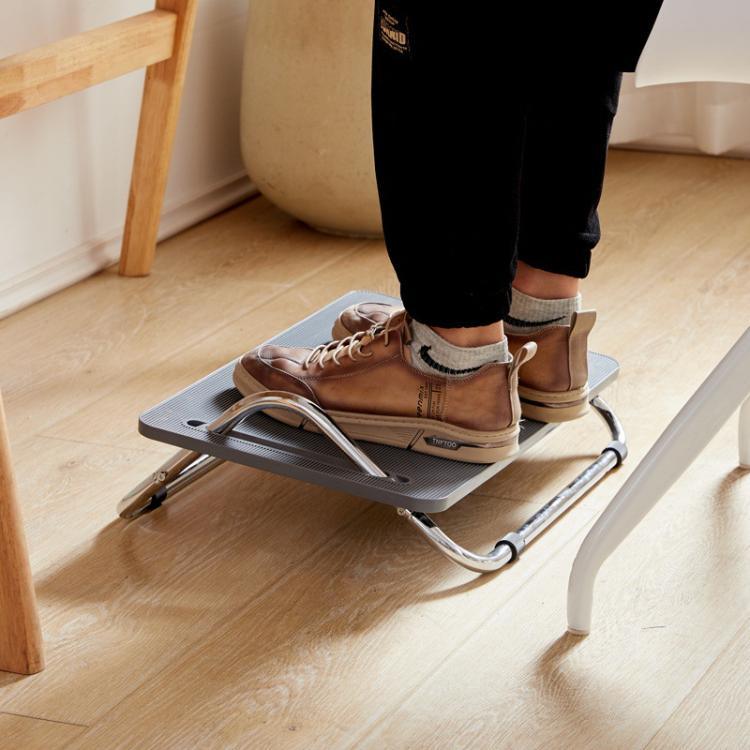 Adjustable Under Desk Foot Rest  for Office Ergonomics, Anti-Cross Leg Design Foot Stool, Metal Tube Black, Metal Tube Gray
