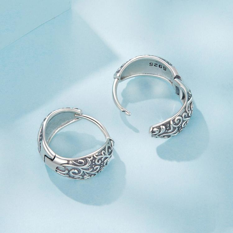 S925 Sterling Silver Oxidized Pattern Earrings